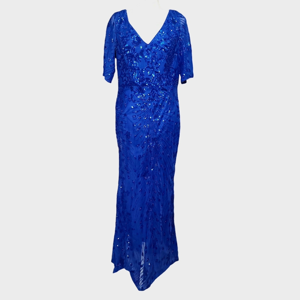 XUIBOL Mermaid Hem Sequin Prom or Cocktail Blue Dress Size XXL